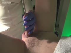 Stunning insertion clip features nasty doxy painfully inserting an object in males cock